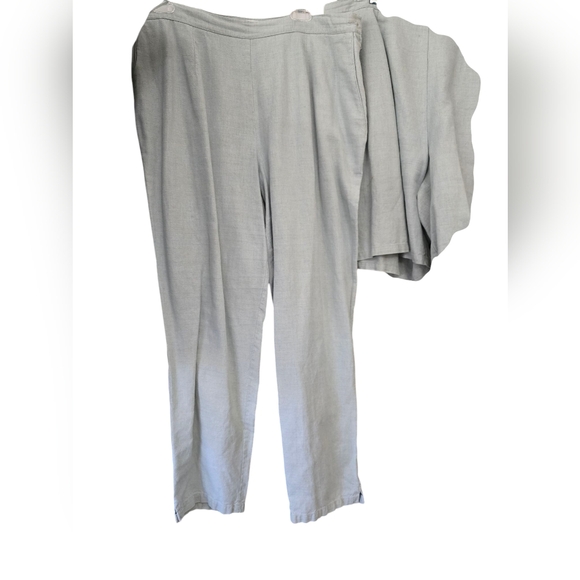 1X/2X Linen 3-piece Outfit: 2x Jacket, 16 Pants & Shorts. Light Blue / Gray - Picture 4 of 9